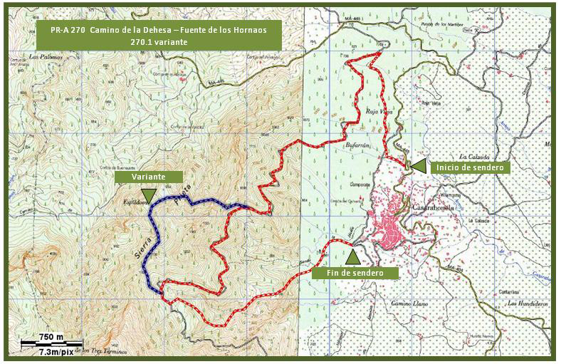 mapa ruta de senderismo en casarabonela