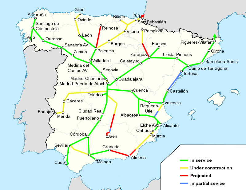 Mapa de alta velocidad españa 2021